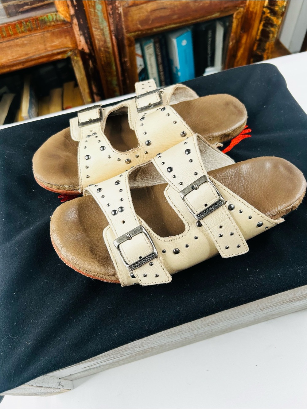 Freebird by Steven Cream Studded Double-Buckle Kids Sandals